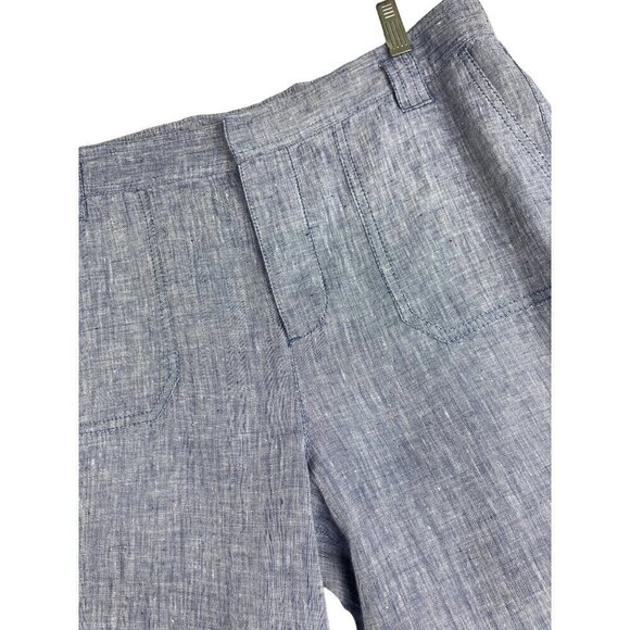 Caslon womens wide leg !00% Linen  pants large blue white fleck - Picture 3 of 7